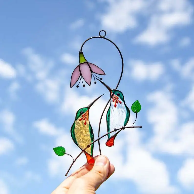 

Colorful Hummingbird Window Decor Wall Hanging Ornaments Unique Living Room Decor Accessories Acrylic Home Decor Fairy Garden