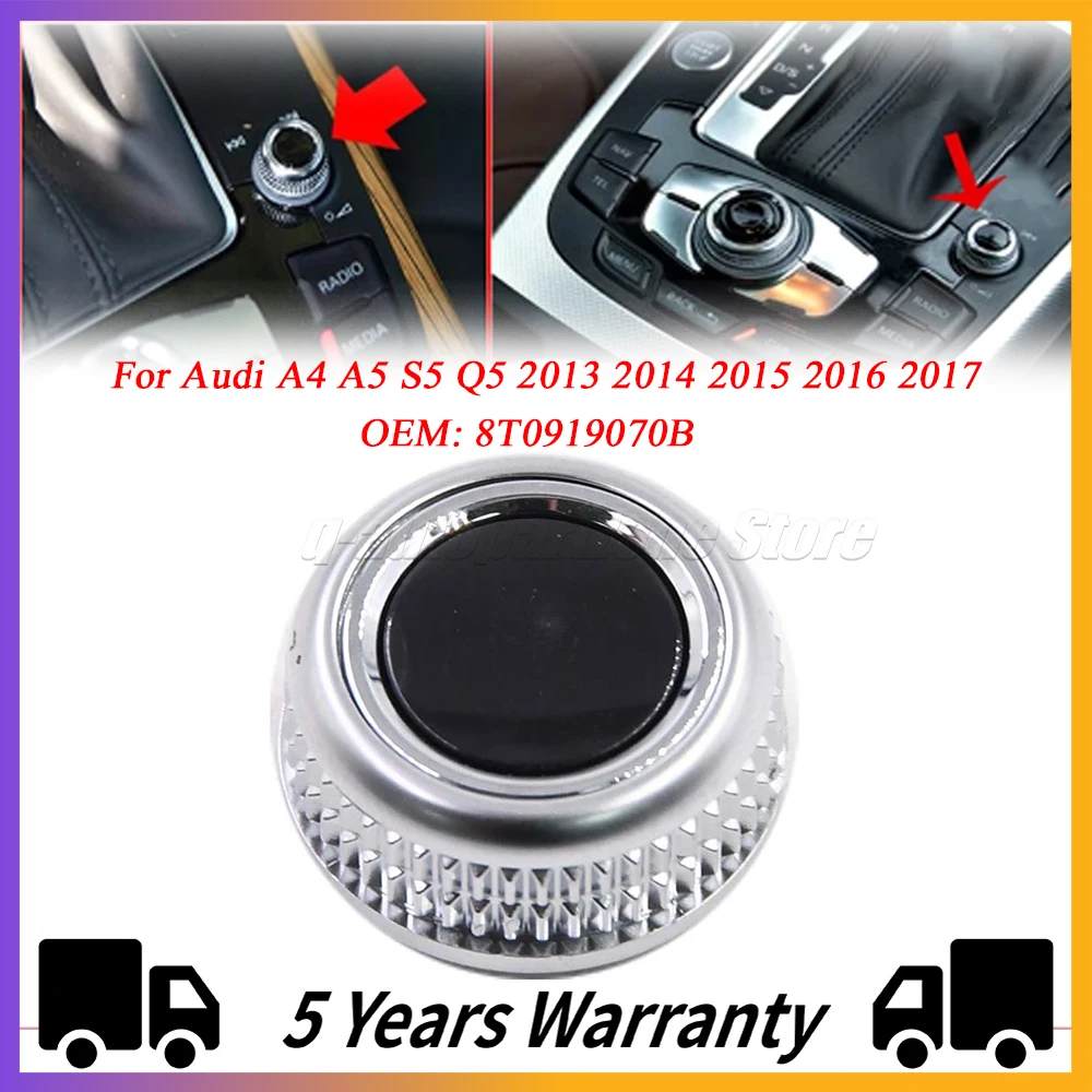 

8T0919070B MMI Multi Media Volume Control Rotary Knob Cover Chrome New For Audi A4 A5 S5 Q5 2013 2014 2015 2016 2017