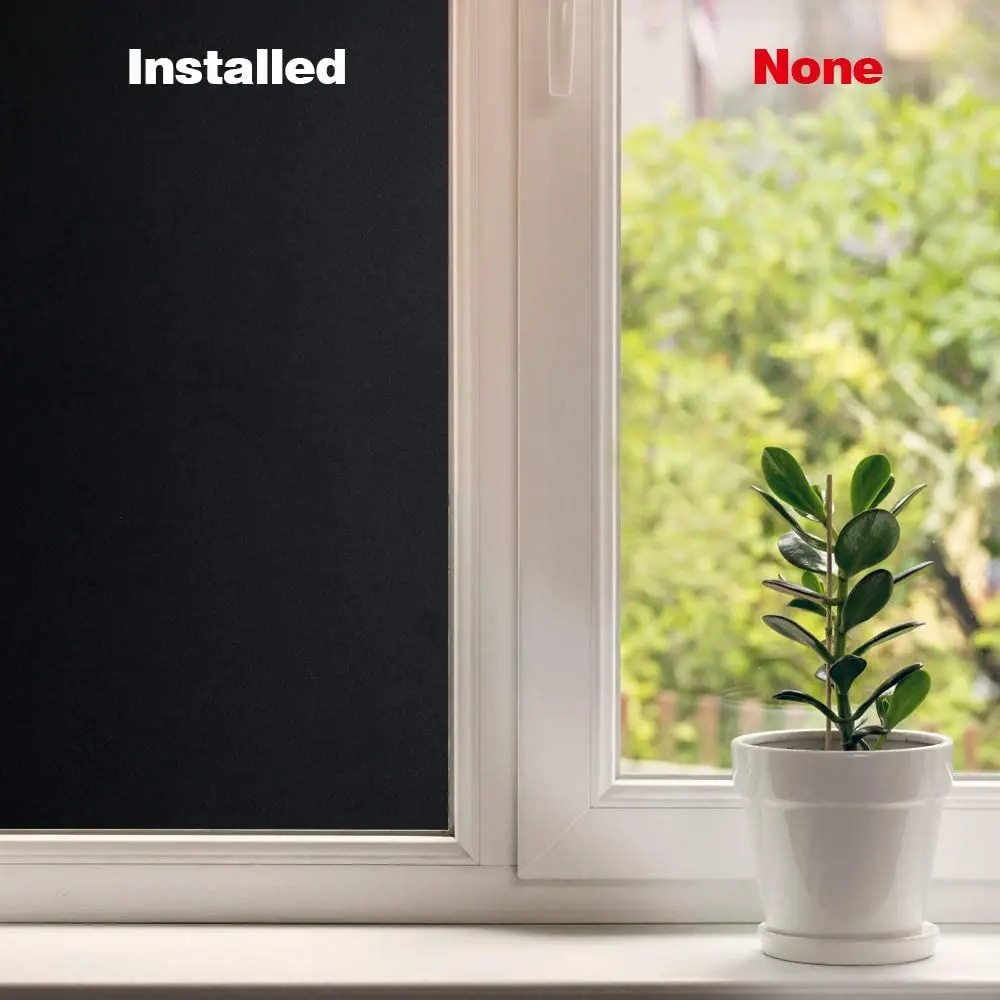 Blackout Opaque Window Sticker Static Cling Light Blocking PVC Frosted Dark Tint Film Privacy Protection Window Covering
