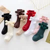 1 Pair Winter Kawaii Baby Stockings Cotton British Princess Knee High Long Bow Pom Tube Socks for Girls Knitted Sock for 0-4Year 5