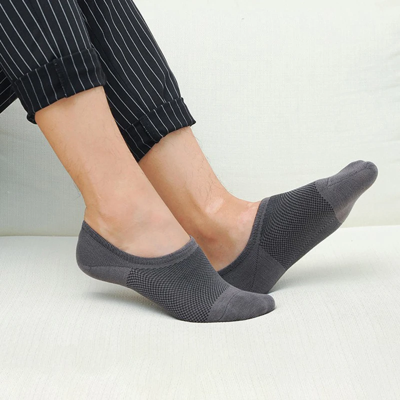 

Men Bamboo Fiber Socks Invisible No Show Boat Socks Breathable Short Non-slip Sock Casual Business Soft Men's Socks