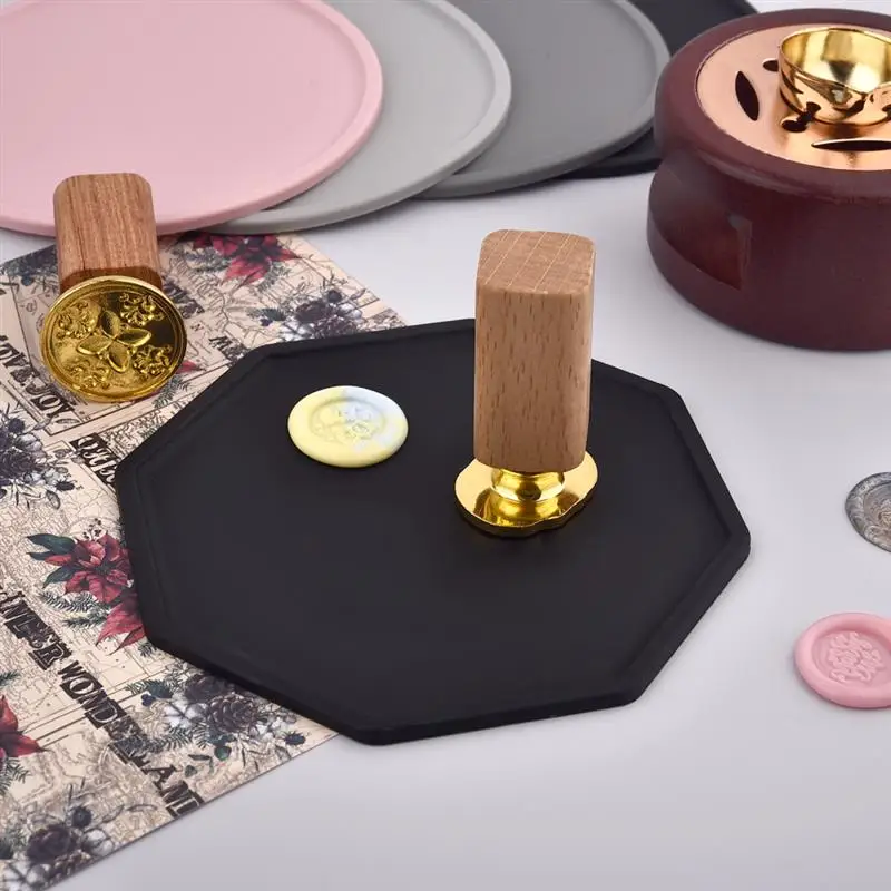 Achteck/rundes Silikon kissen für Wachs siegel Stempel versiegelung Umschlag Einladung DIY Sammelalbum Werkzeug Tisch becher Isolier kissen – Detail 9