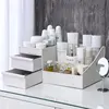 1pc White New Drawer Makeup Storage Box Dormitory Finishing Plastic Shelf Cosmetics Skin Care Dressing Table Desktop 3