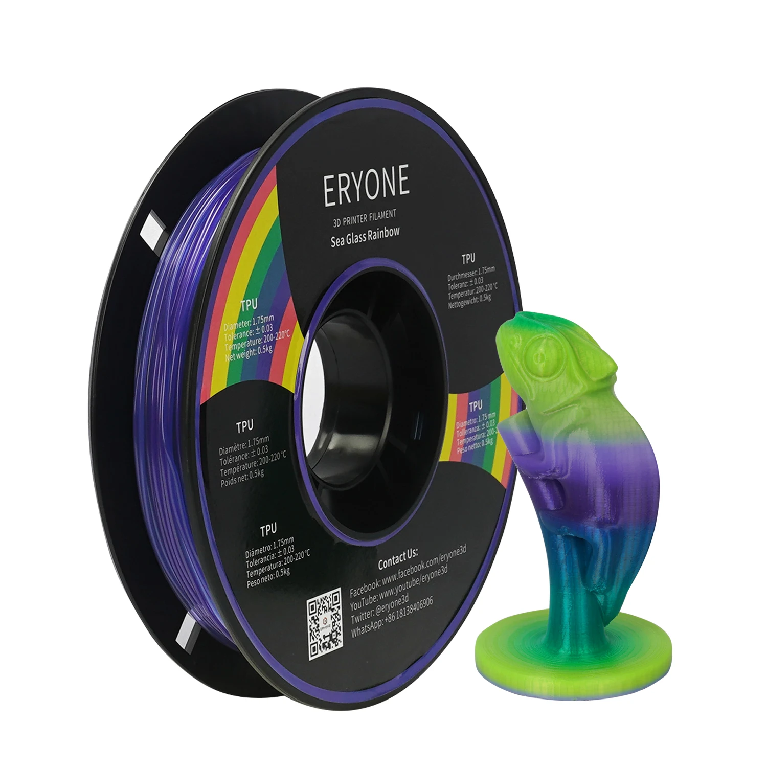 ERYONE Clearance Promotion TPU PLA PLA+ Silk Rainbow Ultra Silk 3D Printing Filament 1KG/0.5KG For FDM 3D Printer Fast Shipping