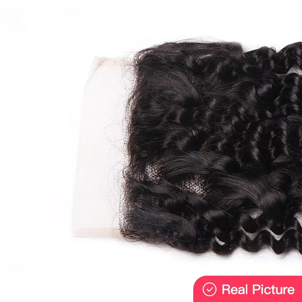 Kinky Curly Closure Only Brazilian Human Hair 4x4 Transparent Lace Closure Middle/ Free/ Three Part Pre Plucked with Baby Hair human hair lace closure