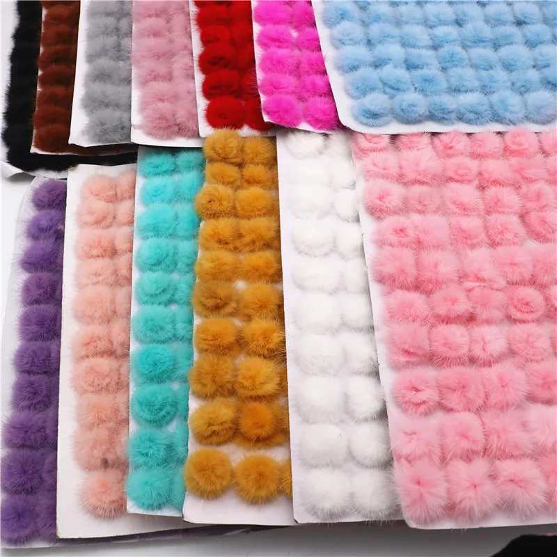 Craft Supplies Pom Poms Craft Supplies Fluffy Ball Accessories 3cm Pompoms Ball 30mm Real Mink Fur Pompom 30mm Pom Pom Balls for Sewing Keychain Hats DIY Jewelry Crafts Materials
