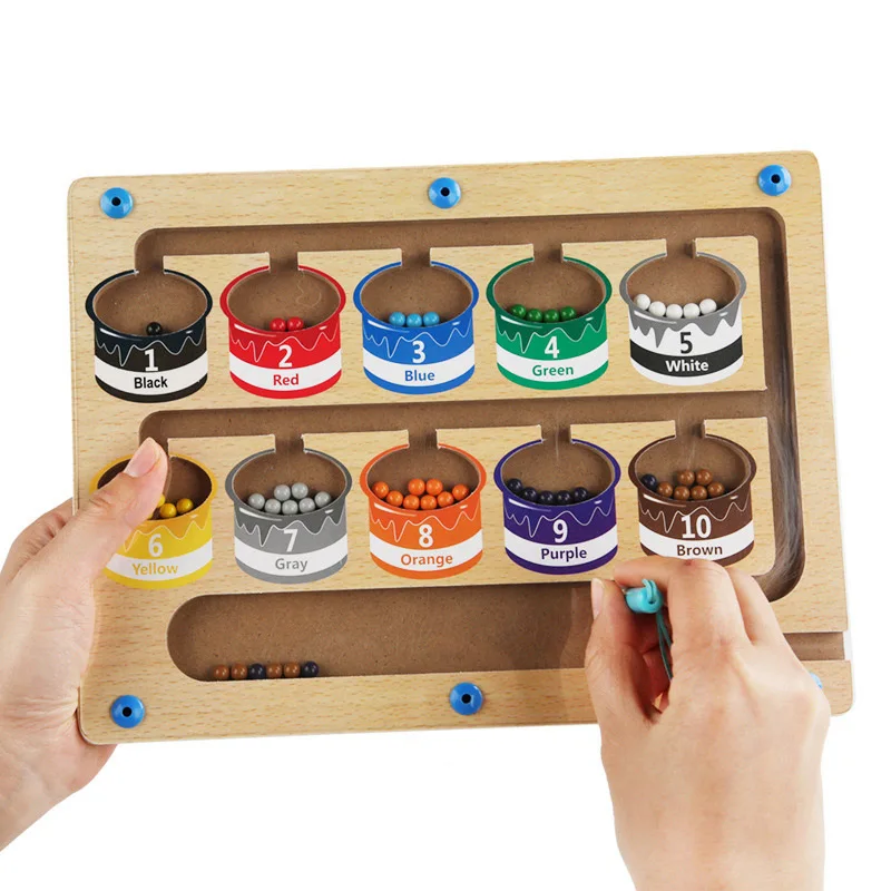 

Wooden Maze Toys Magnetic Color Number Sorting Toys Board Puzzles Toddler Fine Motor Skill Training Focuses Hand Eye Game