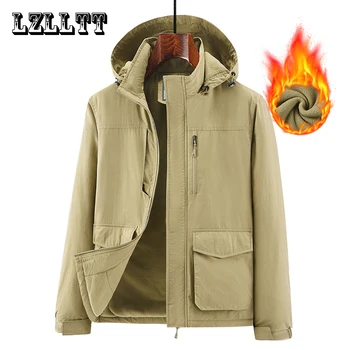 Men Winter Fleece Jackets Mens Warm Waterproof Jackets Parkas Coats Men Hooded Casual Outwear Detachable Hat Jackets Male LZLLTT