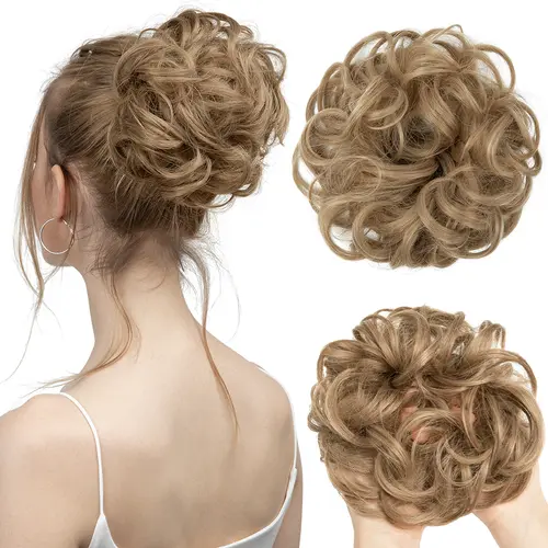 Synthetic Messy Hair Bun Extensions Big Curly Elastic Hair Scrunchies Hairpieces Chignon Donut Updo Hair Pieces for Women - Image 37
