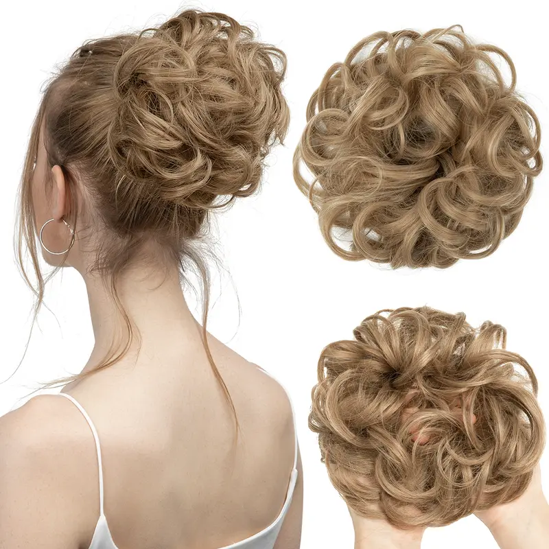 Synthetic Messy Hair Bun Extensions Big Curly Elastic Hair Scrunchies Hairpieces Chignon Donut Updo Hair Pieces for Women - Image 37