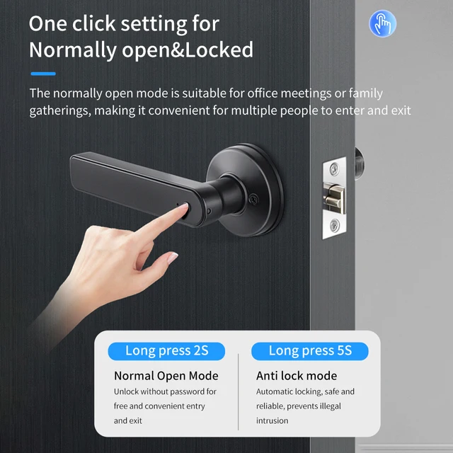 Tuya Bluetooth Smart Door Lock, Fingerprint Lock, Password Digital Lock Handle Multiple Unlocking Methods Wifi Gateway Optional 3