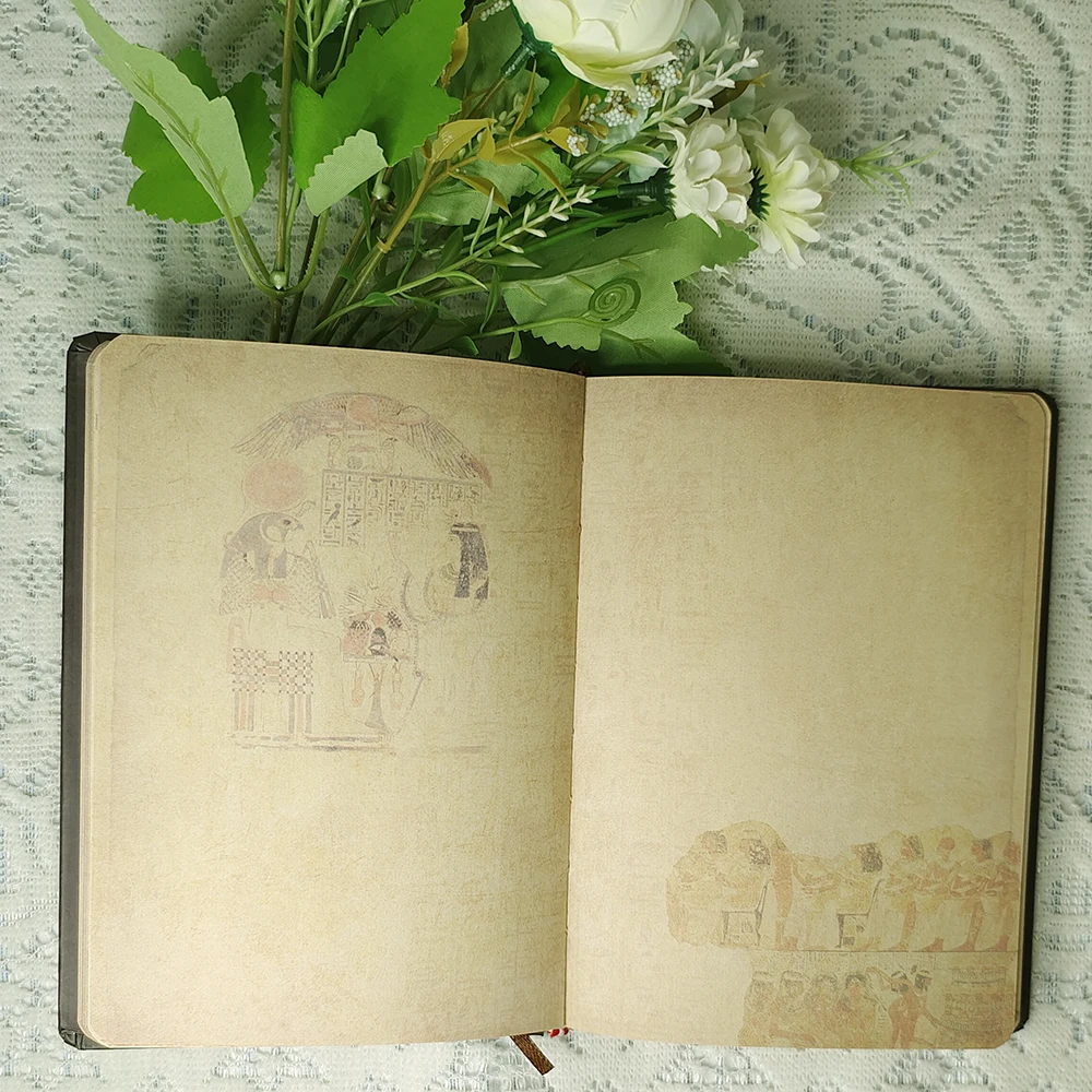 빈티지 이집트 그림 노트 다채로운 페이지 저널 레트로 고대 이집트 테마 일기 학생용 사무용품 선물