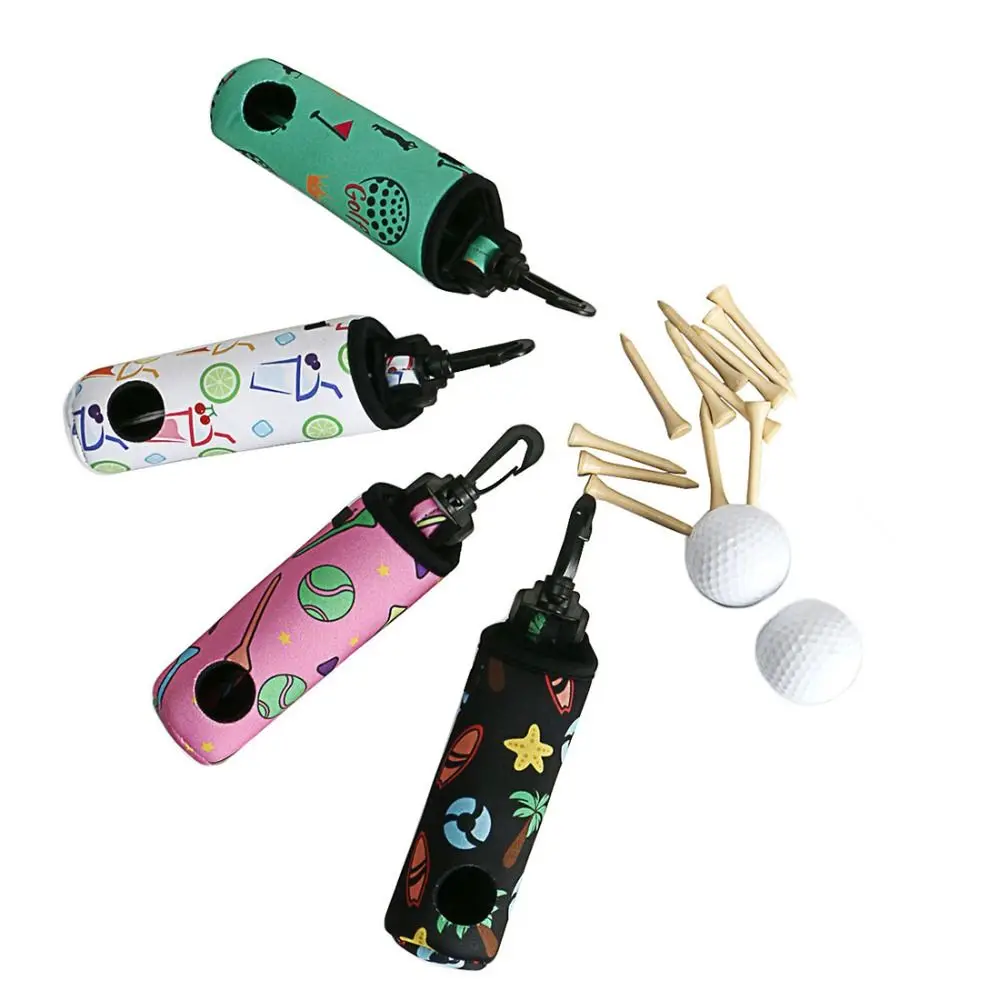 

Diving Material Golf Ball Waist Bag Can Hold 3 Balls Rotating Buckle Golf Waist Pouch Digital Printing Mini Golf Training