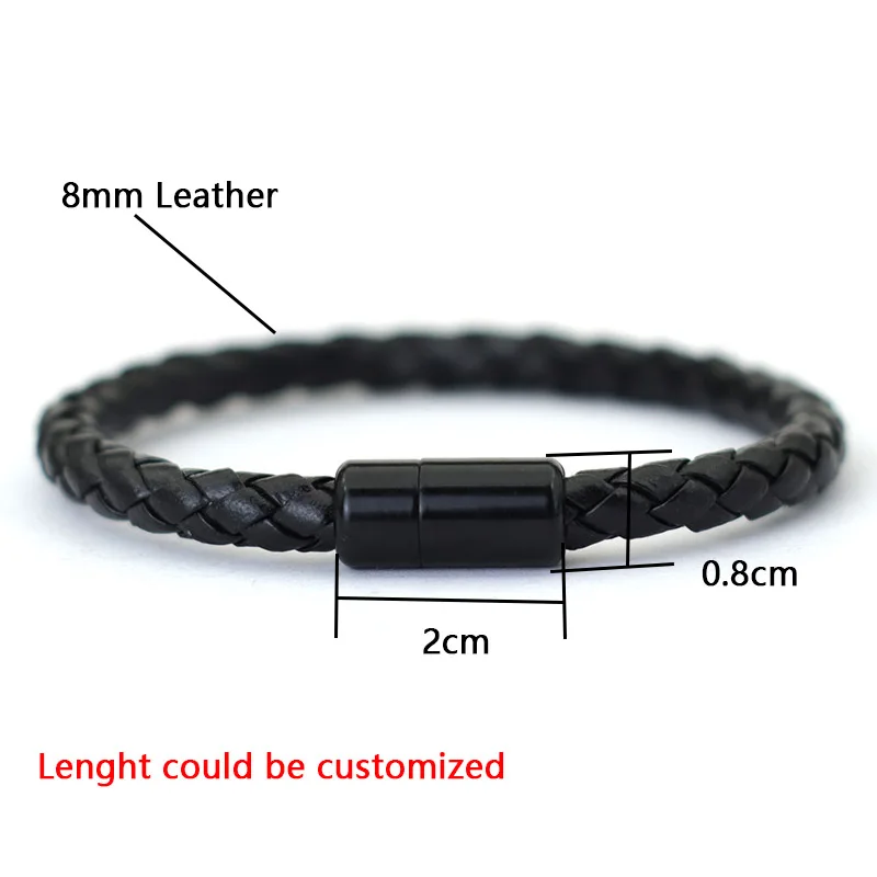 Men Leather Magnetic Clasp Bracelet Set with Onyx Tiger Eyes Stone