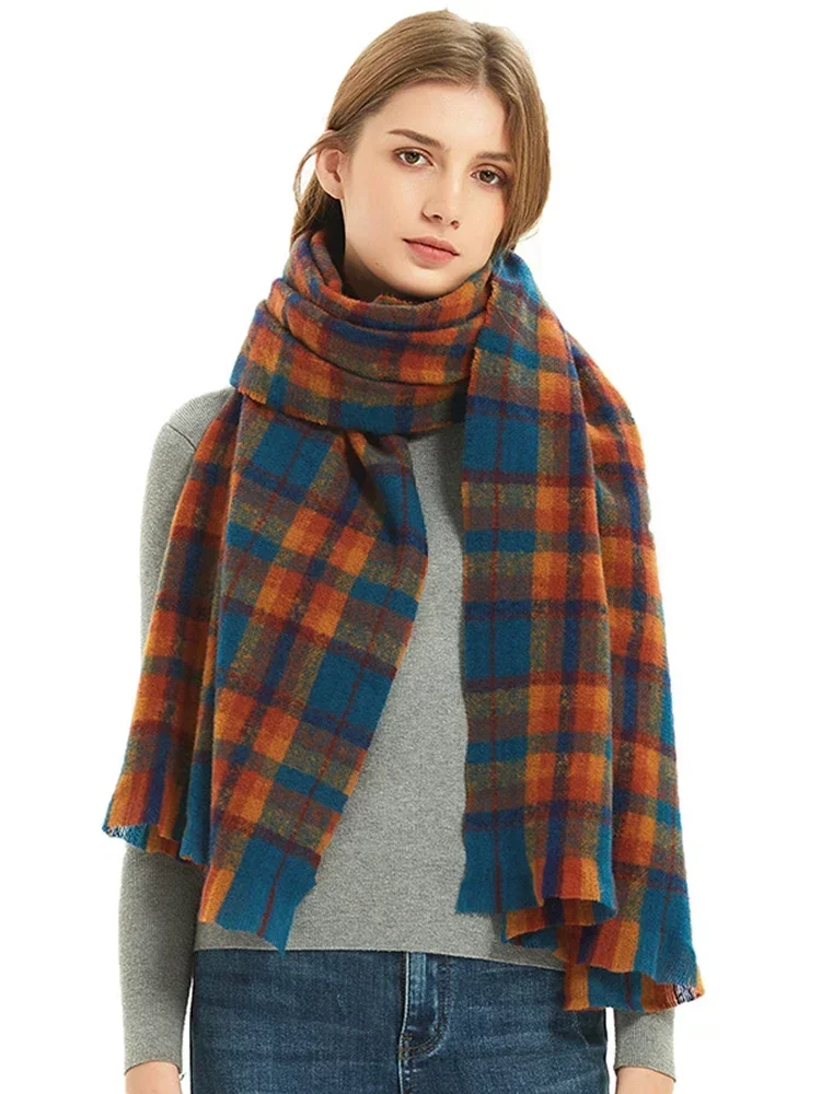 

WJ397V22-V23 Luxury brand design Autumn Winter Women Imitation Cashmere Plaid Vintage Scarve Pashmina Mujer Foulard Wrap Shawl