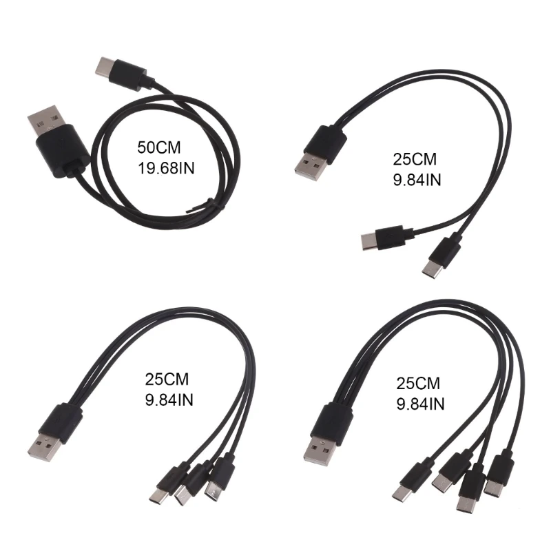 Universal Multi-Port Charging Cable: 3-in-1 USB to USB-C Adapter
