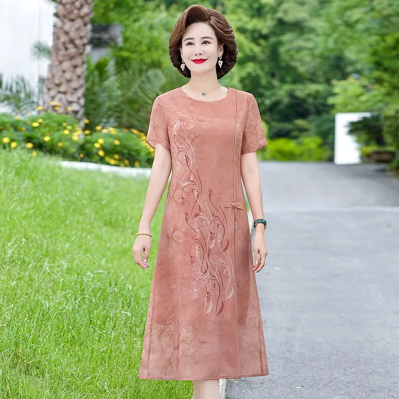 PrintingGauzesweetFloralDresswomenelegantTwoorangefakesparty