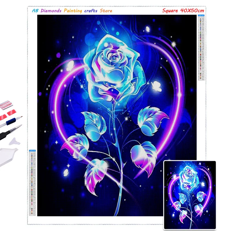 New AB Diamond Painting Flowers Art Pictures 5D Full Square/Round Zipper Bag Rhinestone Diy Animals Mosaic Embroidery Home Decor 