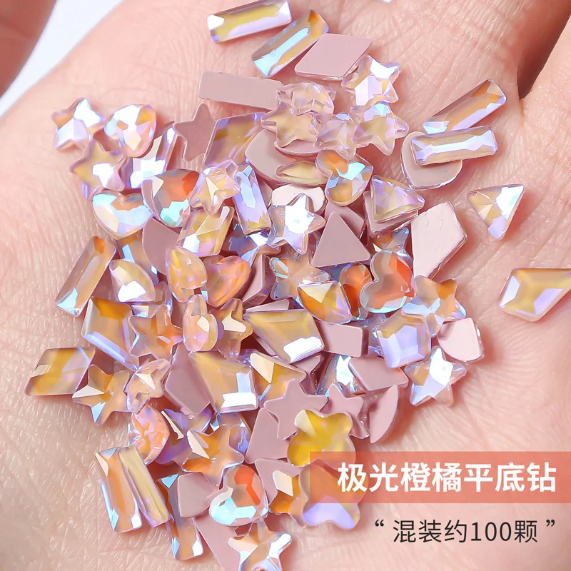 

100Pcs 3D Mix Shape Nail Art Rhinestones Colorful Crystal AB Diamonds Nail Art Charms DIY Strass Nails Art Decorations Supplies