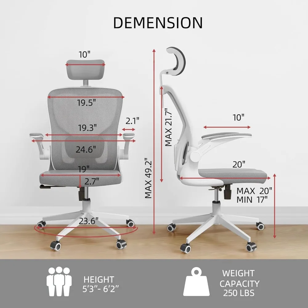Office Chairs, Ergonomic Office Chair, Computer Chair with Adjustable Headrest, Lumbar Support, 2D Armrest 2