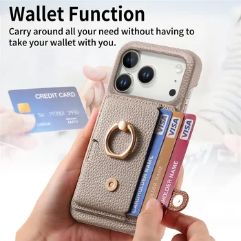 Ring Holder Cards Solt Wallet Phone Case for Apple IPhone Air 16E 17 16 15 14 13 12 11 Pro Max Protective Leather Cover 1