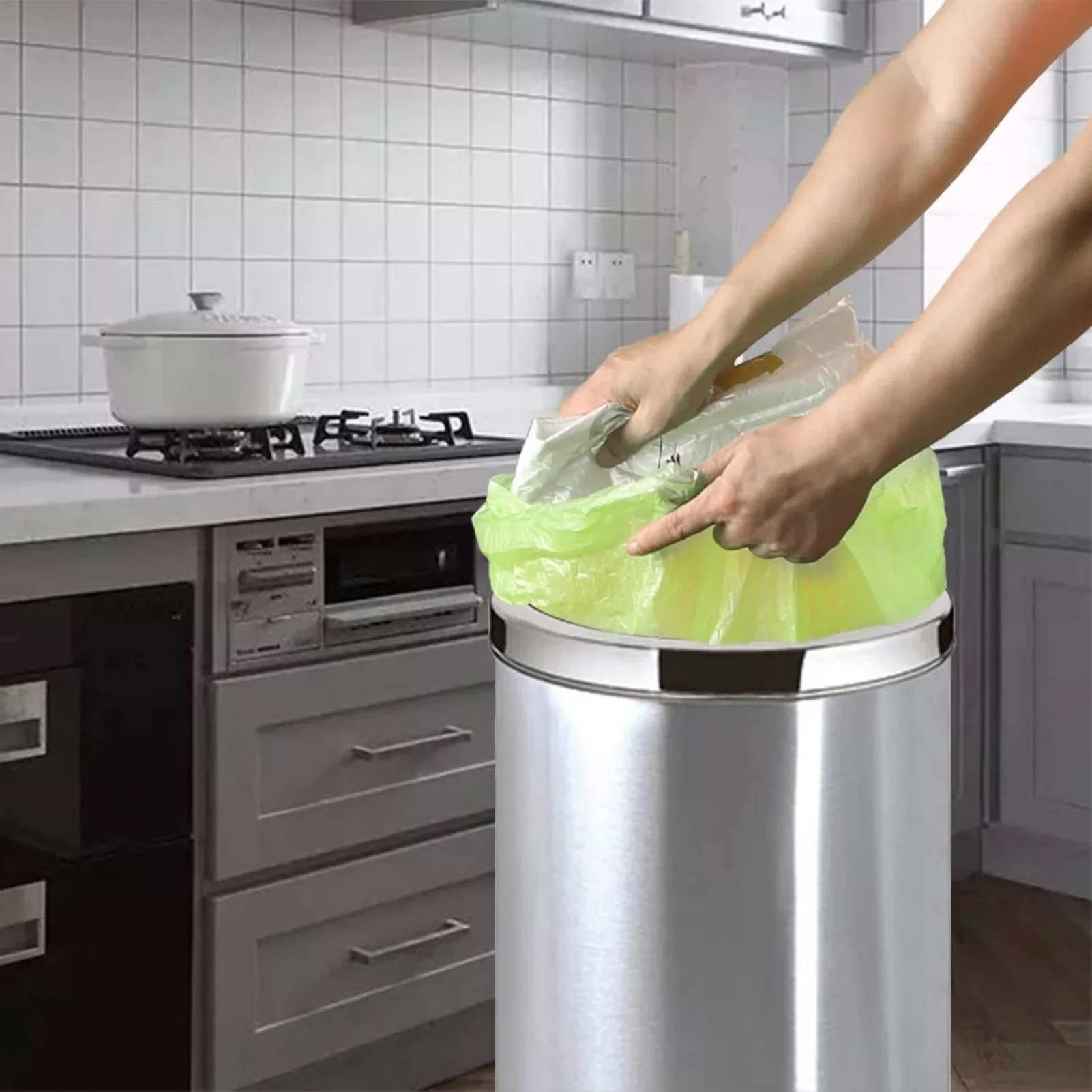 Disposable Biodegradable Compostable Trash Bags Recycling Unscented Tall Kitchen Trash Bags for Kitchen Yard Lawn Office