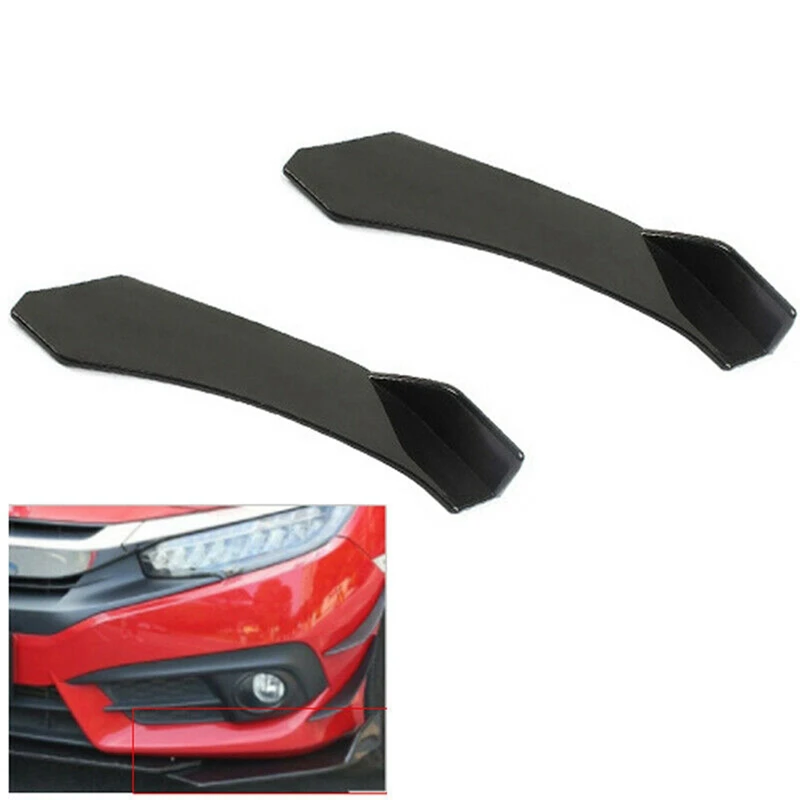 A019-4Pcs Universal Car Front Shovel Bumper Lip Splitter Chin ABS Spoiler Black
