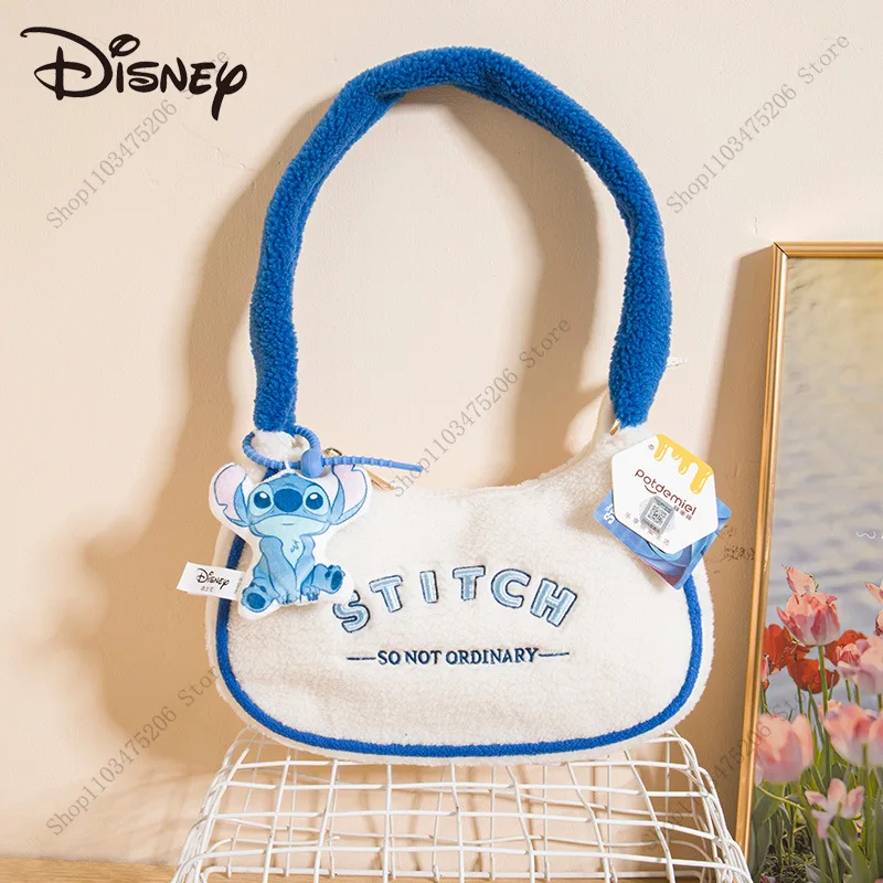 

New Disney Original Stitch Underarm Plush Shoulder Bag Large Capacity Handbag Cute Plush Spot Bags Anime Figure