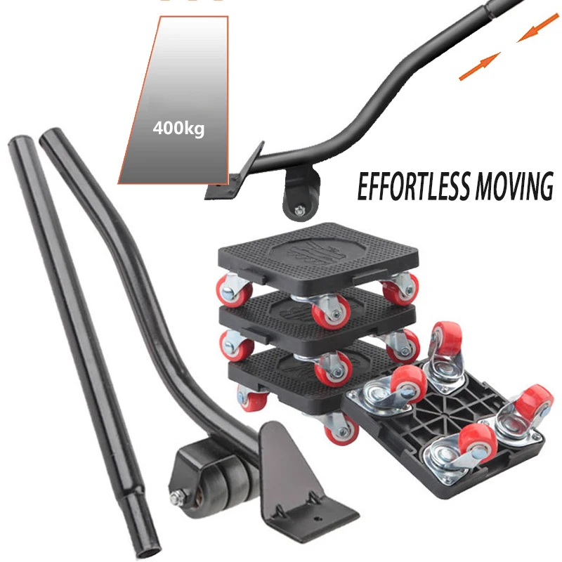 

5Pcs 6Pcs Professional Furniture Mover Tool Set Heavy Stuffs Transport Lifter Wheeled Mover Roller with Wheel Bar Moving