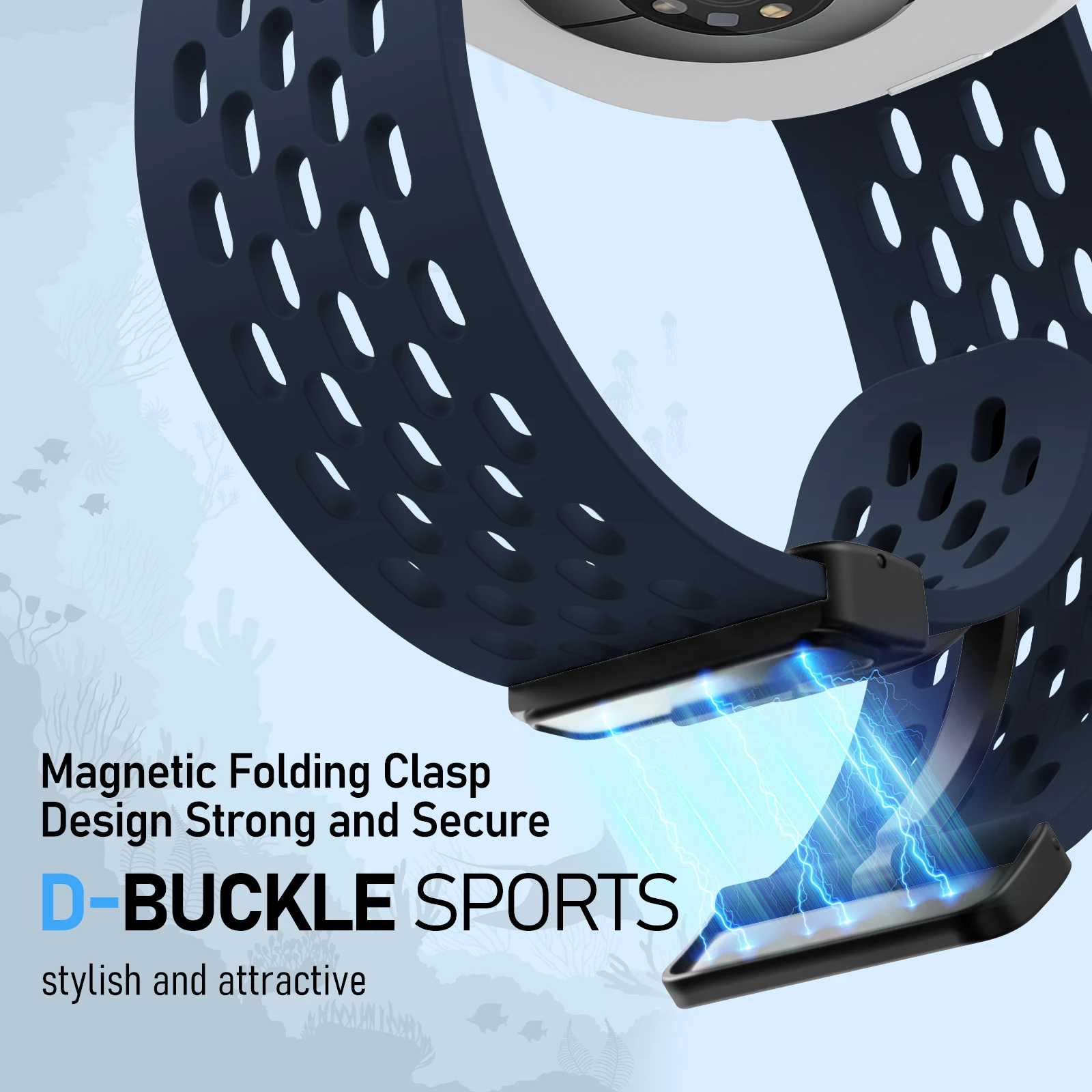 Magnetic Sport Band, Breathable Silicone Bracelet Strap