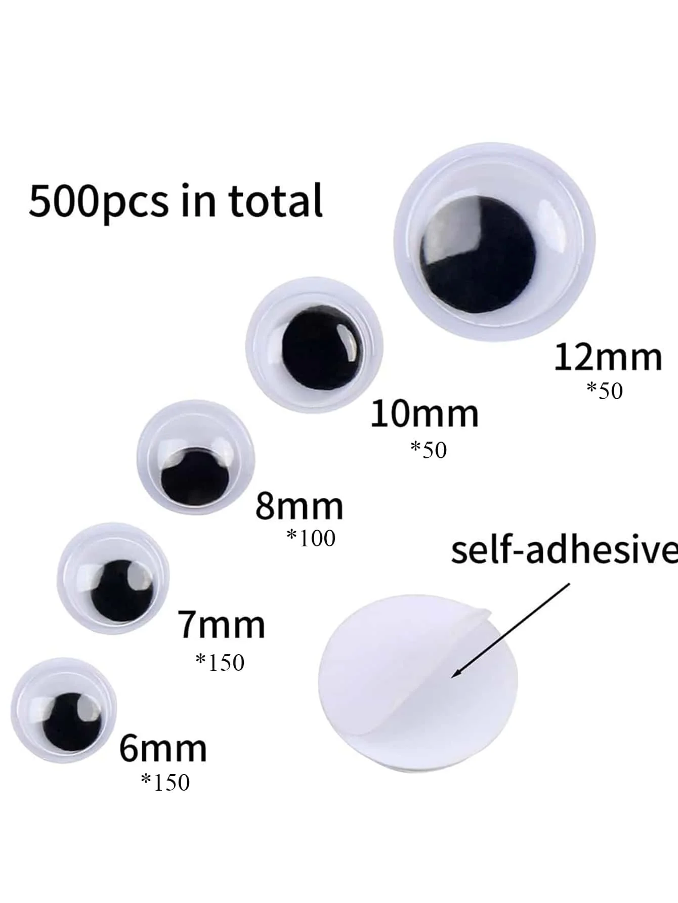 500pcs Swing Eyes Self-adhesive Black White Goose Eyes for DIY Crafts Decoration swing eyes