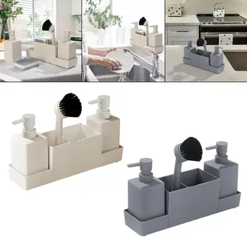 4x เครื่องจ่ายสบู่เหลวในครัวพร้อมที่วางฟองน้ําไม่ลื่นสําหรับอ่างล้างจานในบ้านในห้องน้ํา 1