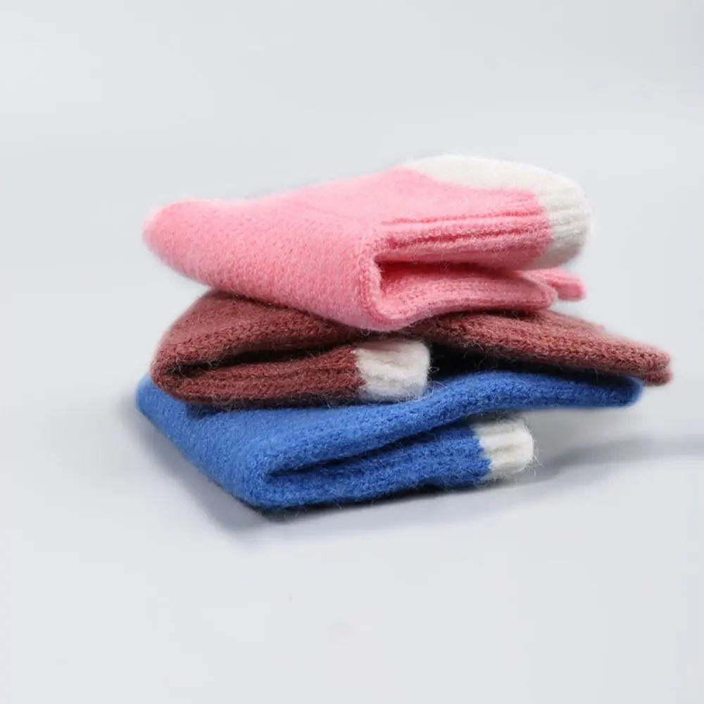 

Thick Women Knitted Gloves Fashion Candy Color Windproof Touch Screen Mitts Winter Warm Exposed Finger Gloves