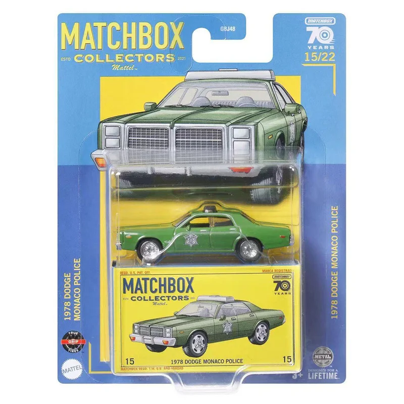 

2023 Matchbox Collectors Cars 1978 DODGE MONACO POLICE 70years Special Edition 1/64 Diecast Model Toy Vehicles GBJ48