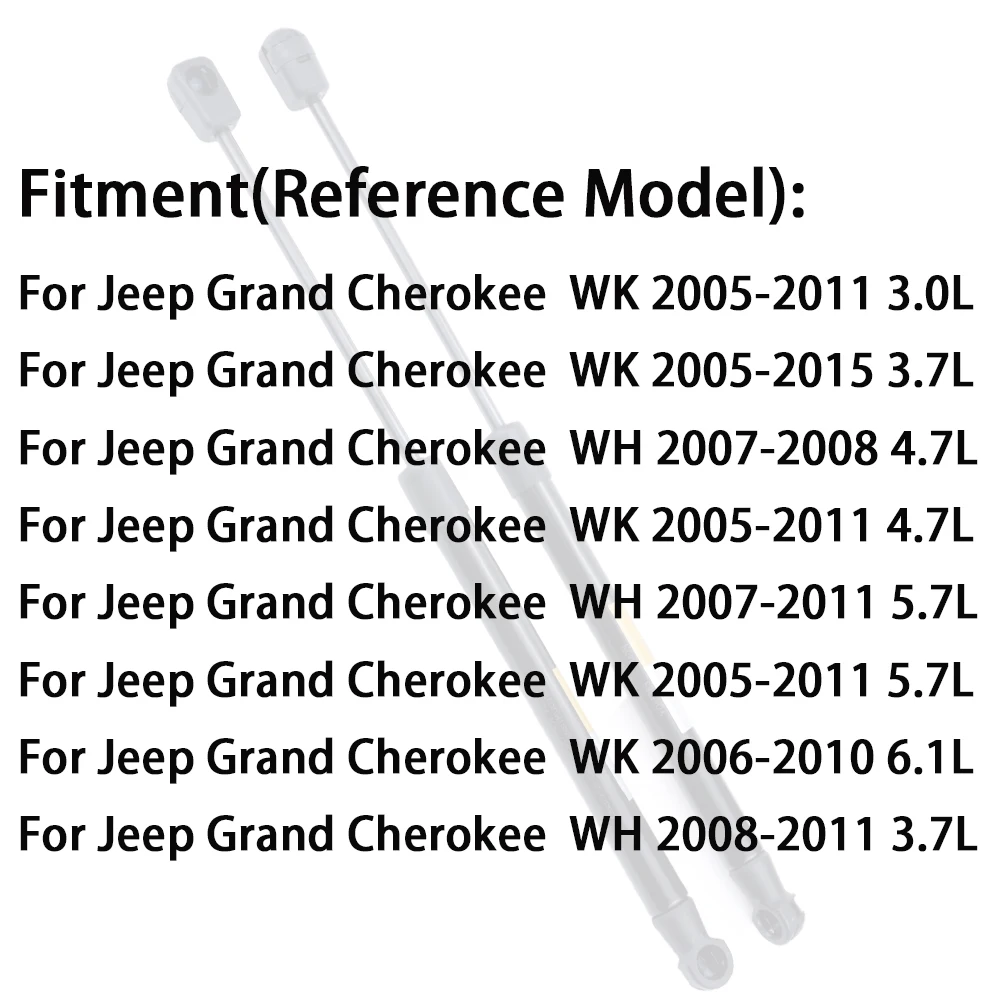 지프 그랜드 체로키 WK WH 2005-2011 3.7L 4.7L 5.7L 용 2pcs 전면 가스 스프링 스트럿 55394472 AA 보닛 후드 에어 리프트 액세서리