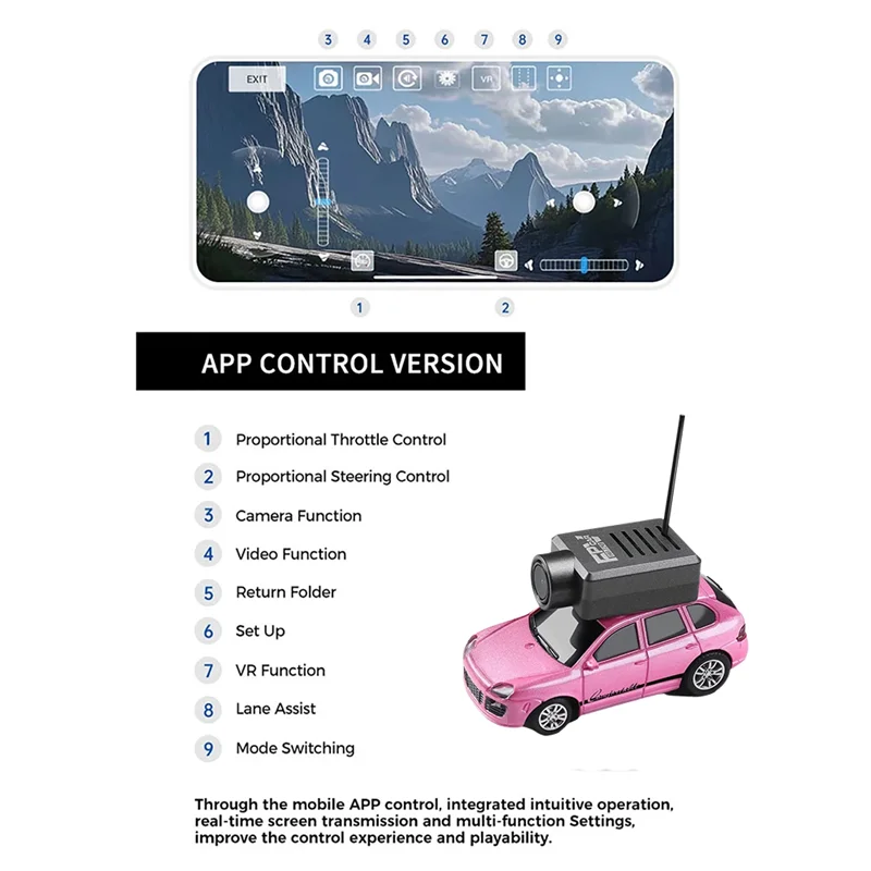 6401 FPV RC 자동차 1:64 와이파이 앱 제어 720P FPV 카메라 2.4G 리모컨 키트 FPV VTX 미니 레이싱카 A