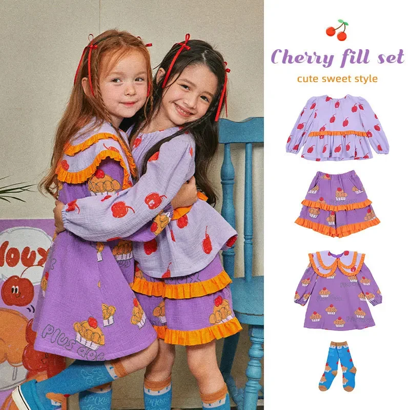 

BE 2024 Spring And Summer New Korean Cartoon cute Children's Clothing Baby Boys Girls Spring Short Pants Princess Sweater Ski