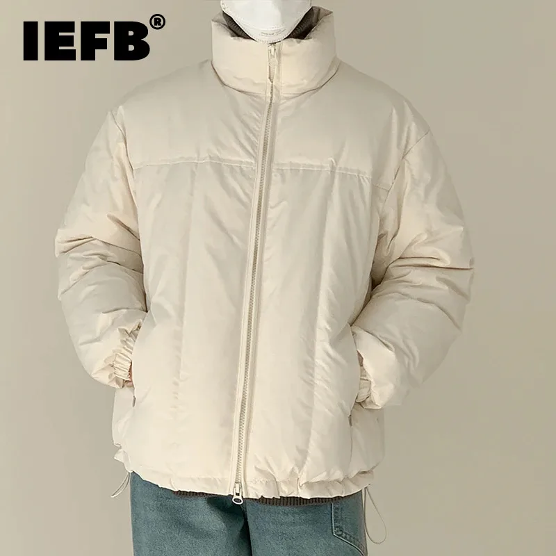 

IEFB Patchwork Stand Collar Men's Down Jackets Korean Stylish Solid Color Male Short Cotton Coats New Trendy Winter 2023 9C4078