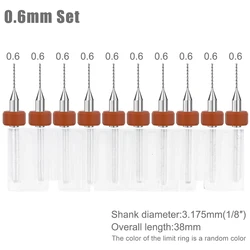 Premium 10 - Piece Precision Carbide Mini Drill Bit Set for PCB and CNC Applications (10pcs 0.6mm)