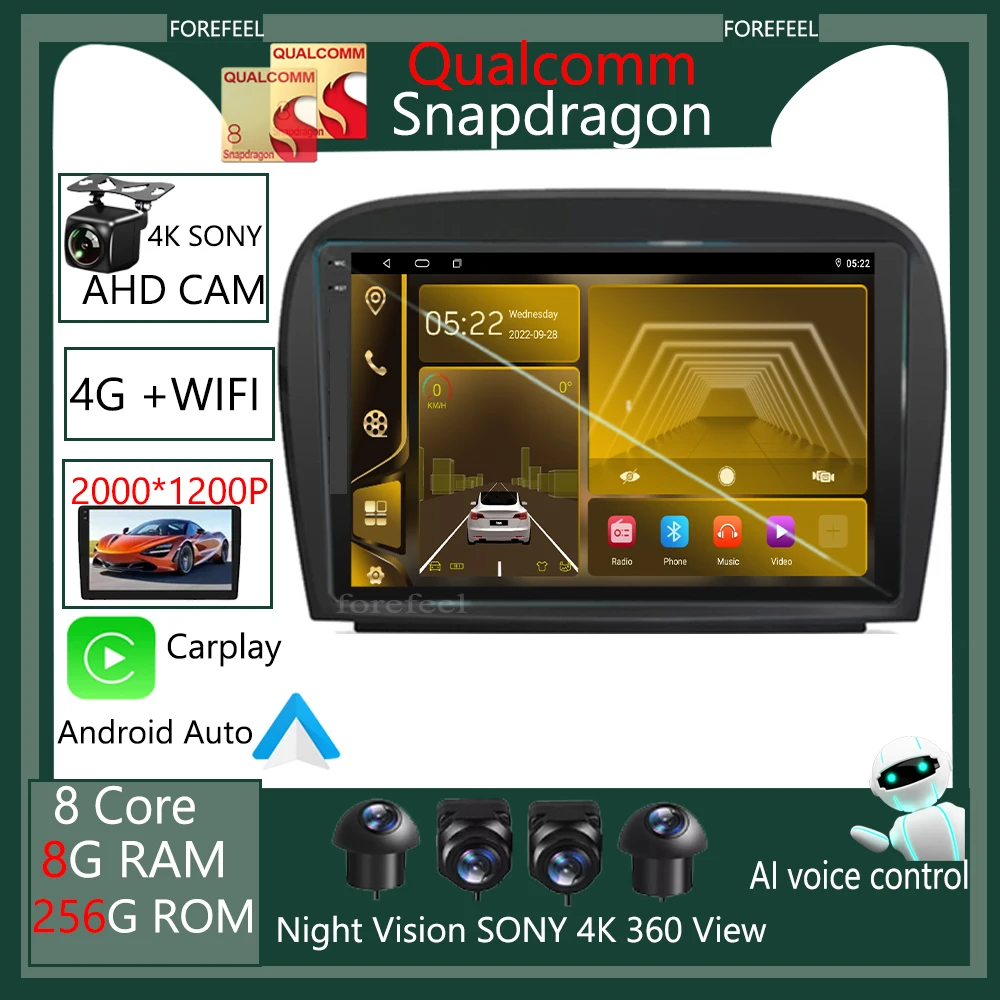 

Qualcomm Radio Android For Mercedes Benz SL R230 SL350 SL500 SL55 SL600 SL65 2001 - 2007 Car Multimedia Player Navigation 2Din