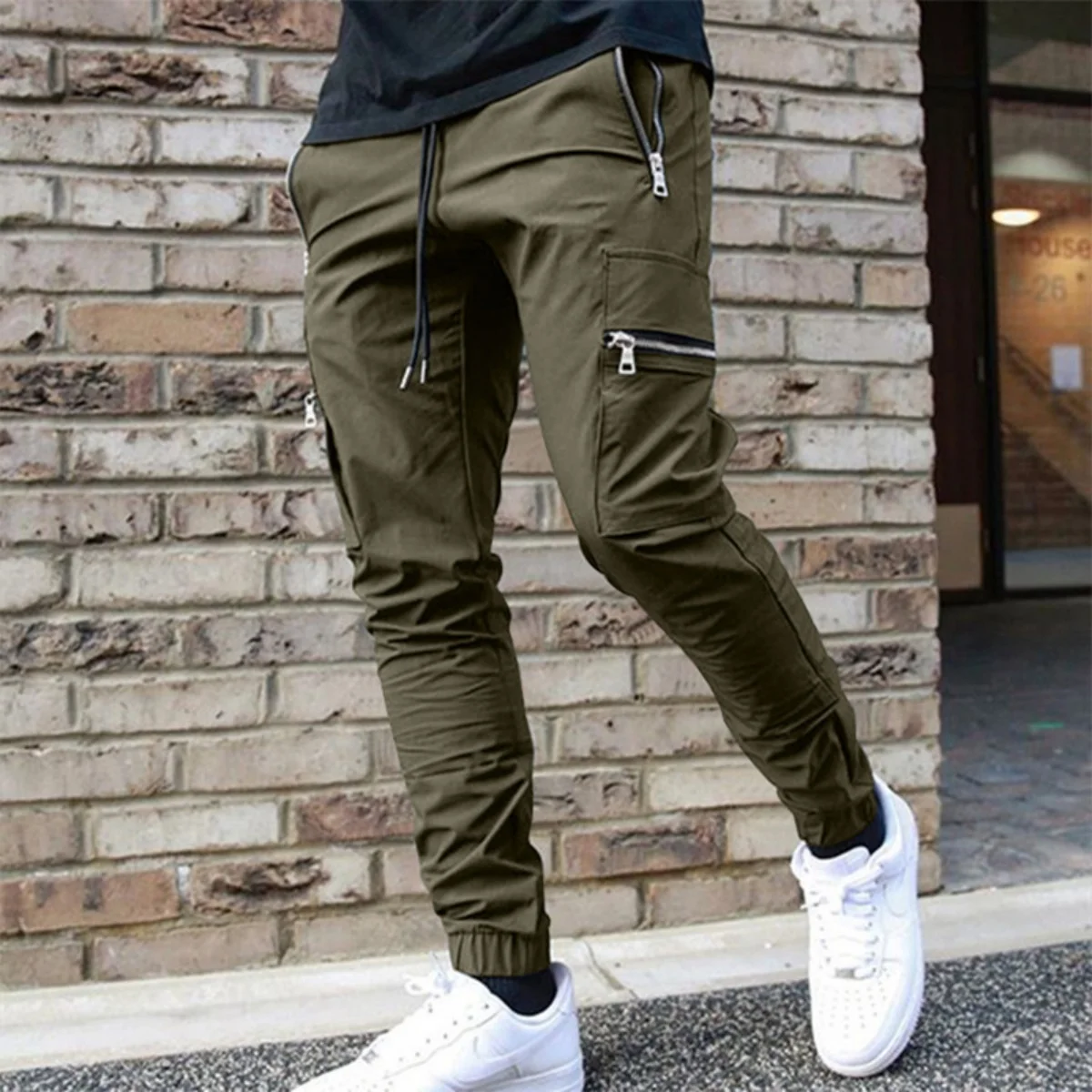 Men's spring and autumn overalls leisure sports men's trousers four seasons mid-waist youth leisure small feet trousers casual pants sports pants casual sports pants