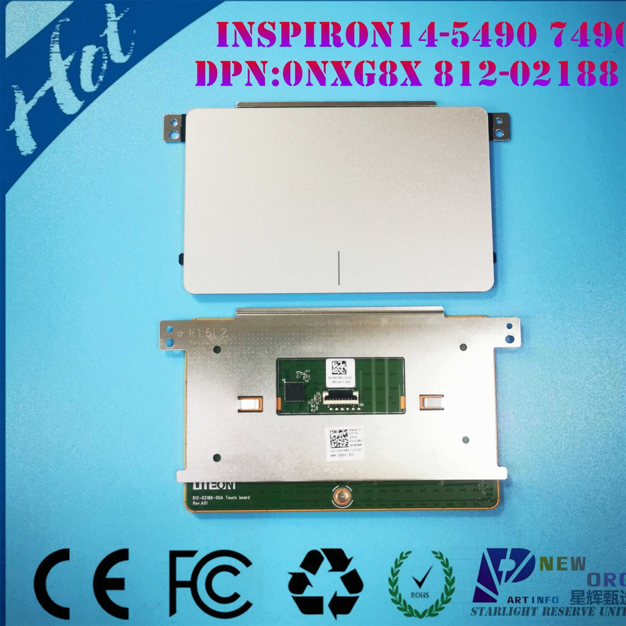 Laptop touchpad for DELL INSPIRON 5390 7390 5491 5490 7490 7491 5301 5401 5391 series SLIVER 0NXG8X 812-02188