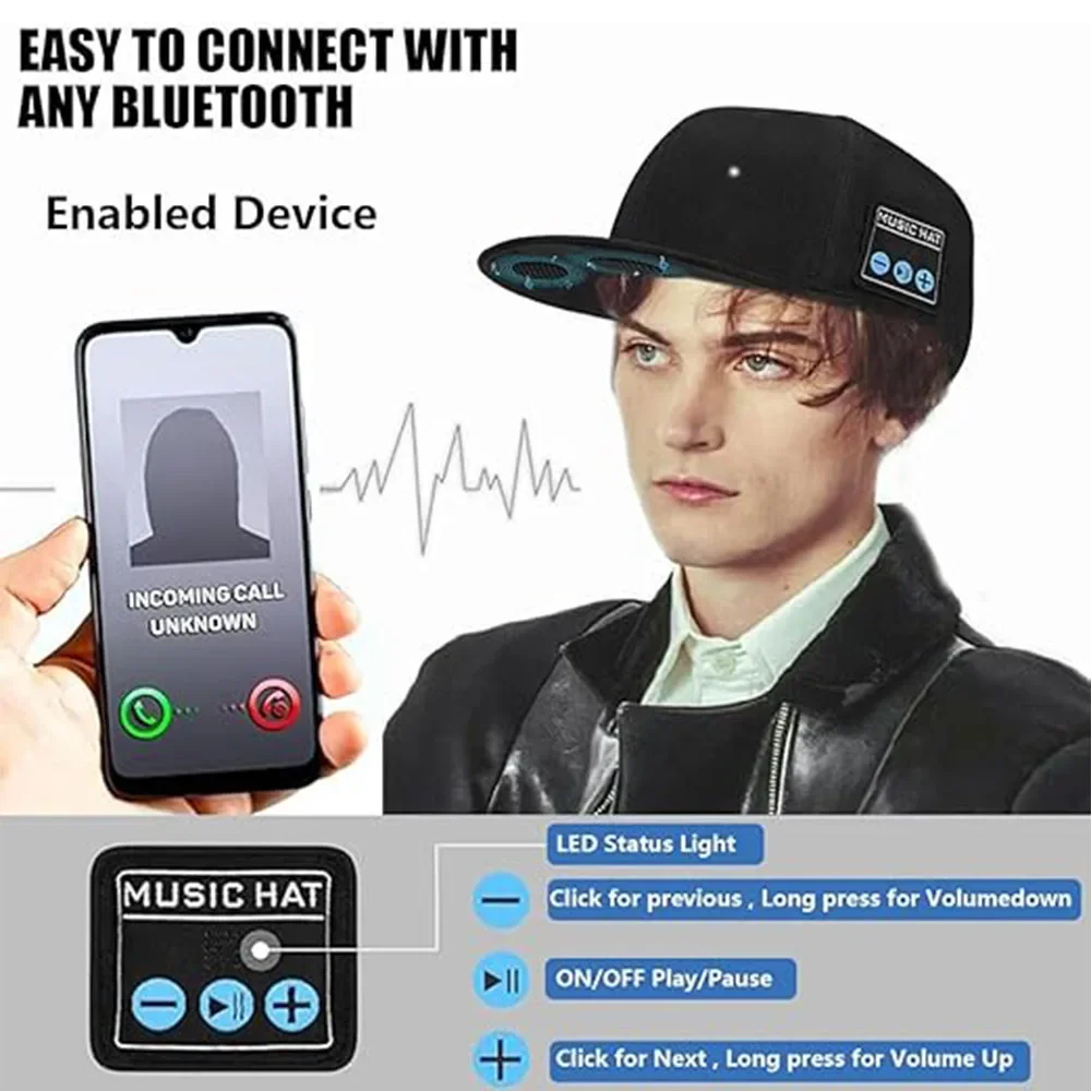 Wireless Audio Hat Bluetooth 5.4 Dual Speakers Outdoor Sports External Music Duck Tongue Hat Christmas Party Gift Hat 4