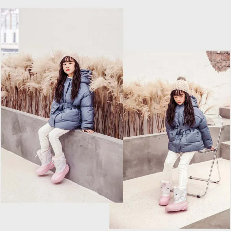 Children Warm Boots Toddler Thickened Velvet Waterproof Shoes Kids Non-slip Winter Padded Snow Shoes Hook and Loop snow Boots