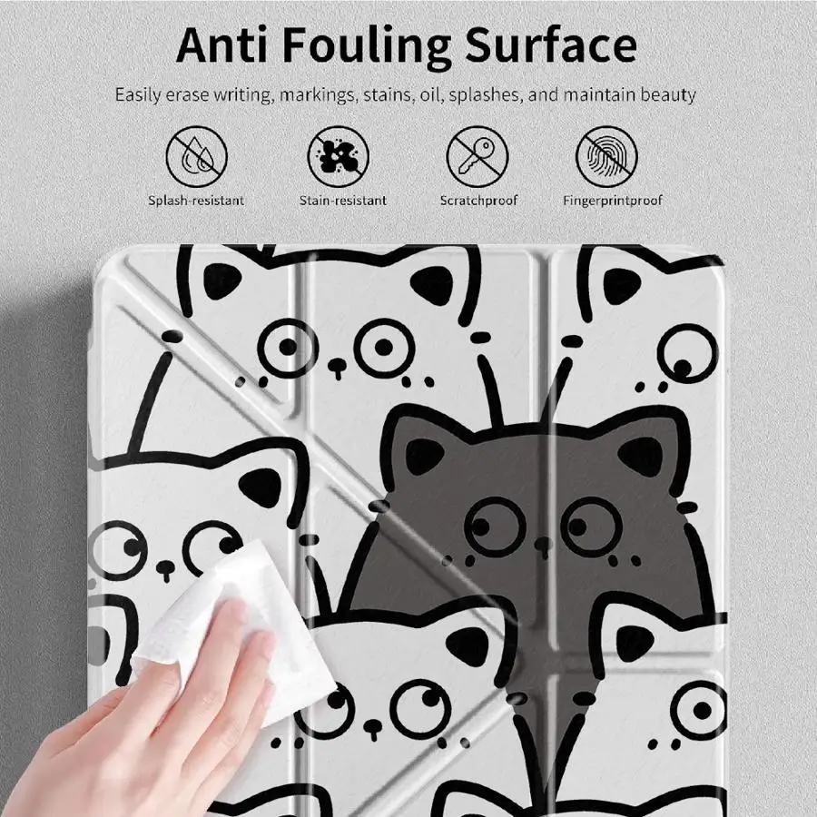 Cute Cartoon Kitty Tablet Case with Pen Slot Cover