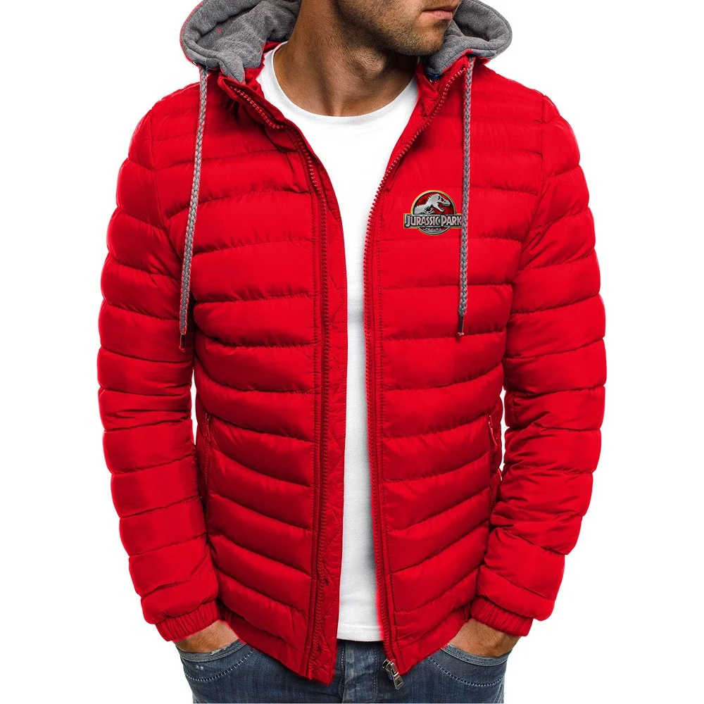 2023 Spring and Autumn New Jurassic Park Solid Hooded Cotton Suit 7 Colors Men's Coat Comfortable Clothing Leisure Parka