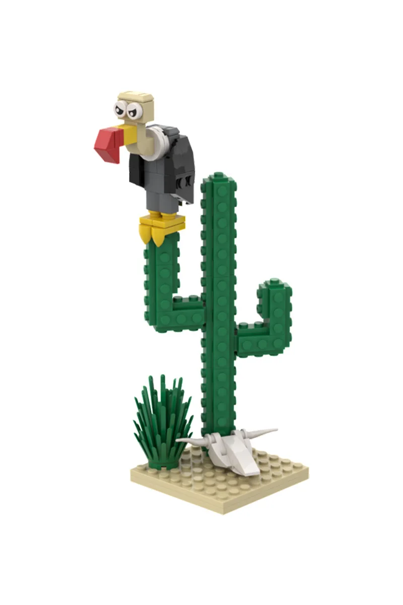 MOC Glück Luke Comic Kaktus Modell Bausteine Wüste Kaktus Grün Geier Tier Skelett Ziegel DIY STEM Spielzeug Kind Geschenk – Detail 3