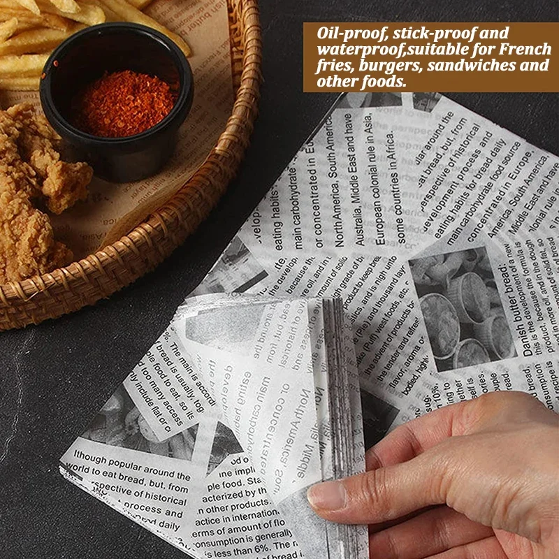50pcs Oil-Proof Wax Paper for Food Wrapping and Baking