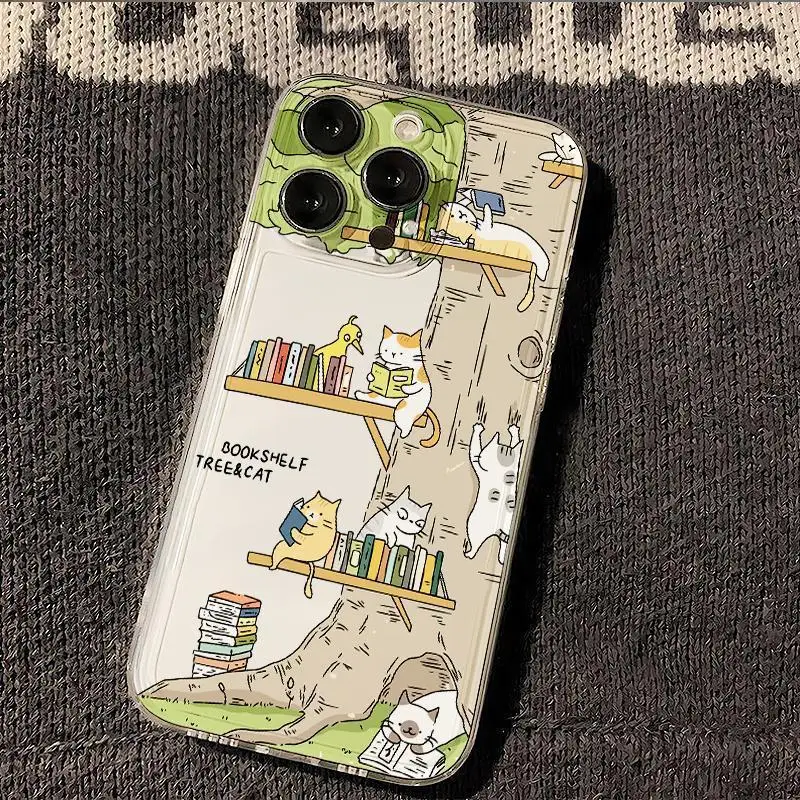 Whimsical Cartoon Cat Anti-Drop Dustproof Soft Phone Case