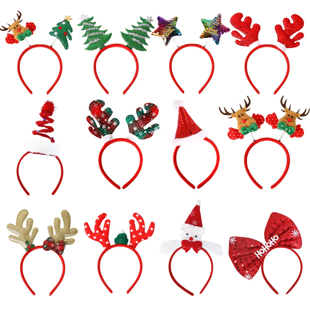 Christmas Headband Santa Claus Elk Xmas Snowman Headdress Hair Hoop Kids Adults Favor Christmas Decoration For Home Navidad